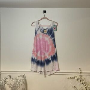 Chaser Blue and Pink Tie-Dye Top